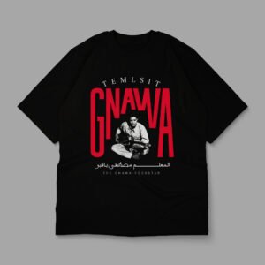 "TEMLSIT GNAWA" Black Oversized T-shirt